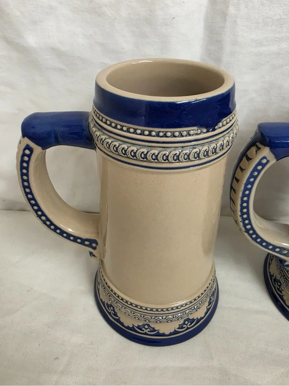 Lady Luck Casino Lucktoberfest Beer Steins Set of 2 Ceramic Blue Cream Large